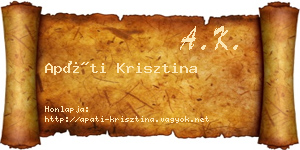 Apáti Krisztina névjegykártya